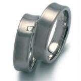 Marrying 950 Platin, 6,00 mm Breite, seidenmatt, 1 Diamant - Prinzess 0,06 ct. TW/IF,